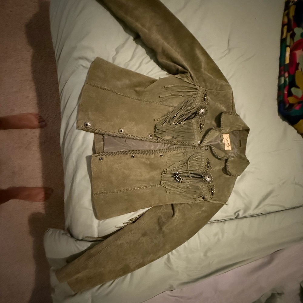 Scully Olive Suede Jacket with Fringe and Studs - Picture 2 of 3